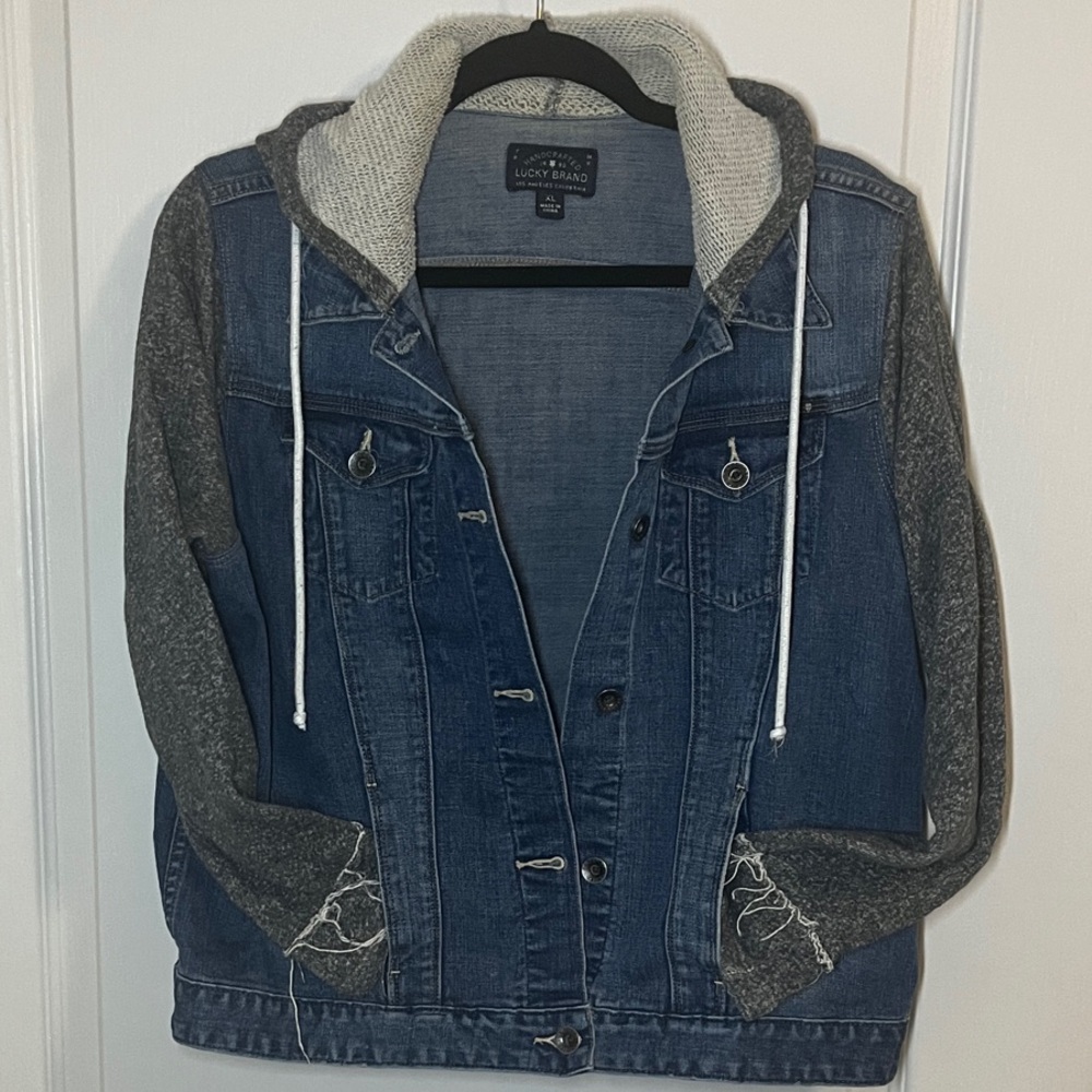 Lucky Brand Blue Denim and Grey Sweatshirt Jacket
